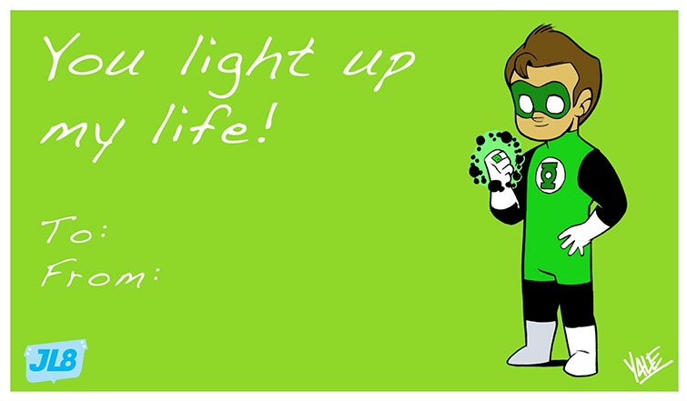 Tarjeta de San Valentin de Green Lantern por Yale Stewart