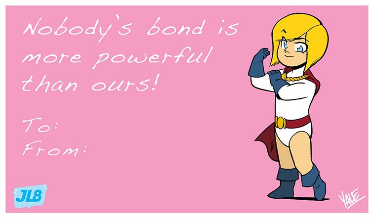 Tarjeta de San Valentin de Power Girl por Yale Stewart
