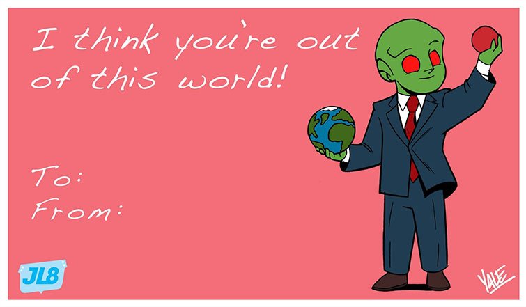 Tarjeta de San Valentin de Martian Manhunter por Yale Stewart